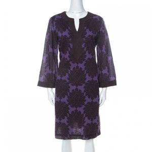 TORY BURCH SAFO GRAPHIC TUNIC DRESS IN PURPLE/ BERRY